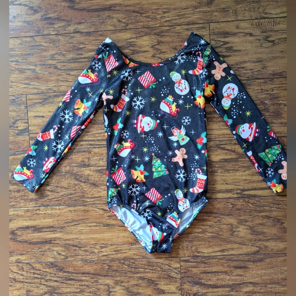 $ 💥3/$24 Christmas Print‎ Long Sleeve Leotard